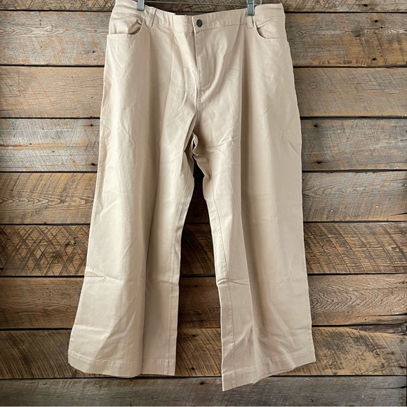 PACT Organic Cotton Twill Wide Leg Pants 3XL Eco-style Khaki Stretch Staple New - Picture 4 of 16